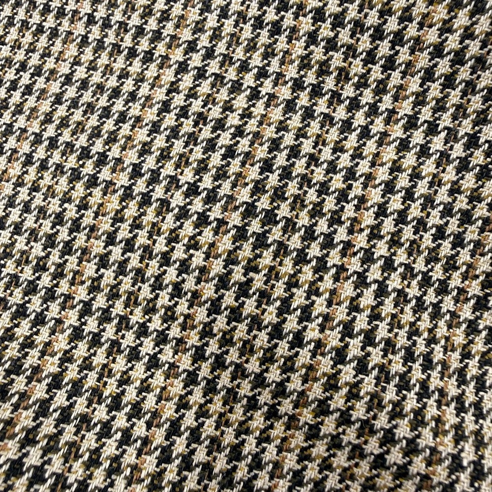 Chaps Ralph Lauren Tan Brown Padded Shoulder Houndstooth 44T Silk Wool Blazer - Picture 12 of 12